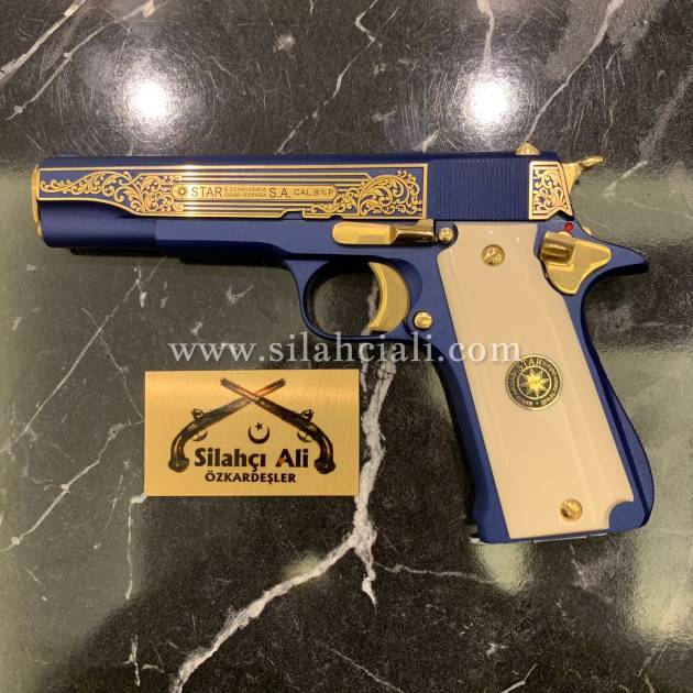 Star 9mm Gravür ve Altın&Mavi Kaplama